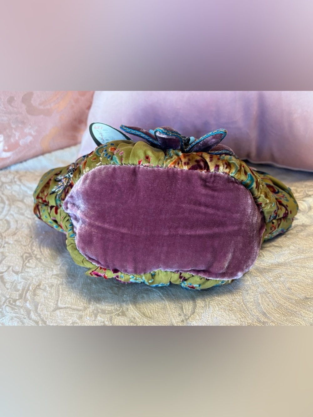 Mary Frances Vintage Olive & Mauve Floral Beaded Clutch, NWT - Picture 15 of 15